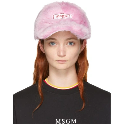 Shop Msgm Pink Faux-fur Cap In 12 Pink