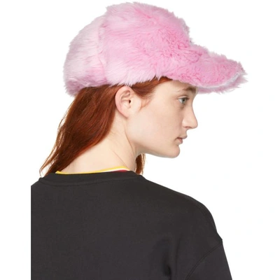 Shop Msgm Pink Faux-fur Cap In 12 Pink