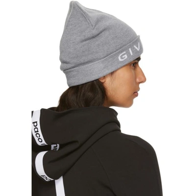 Shop Givenchy Grey Wool Logo Beanie In 060 Grey