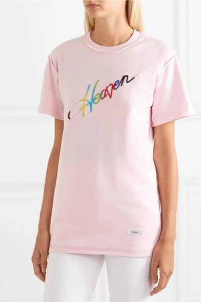 Shop Blouse Heaven Embroidered Cotton-jersey T-shirt In Pink