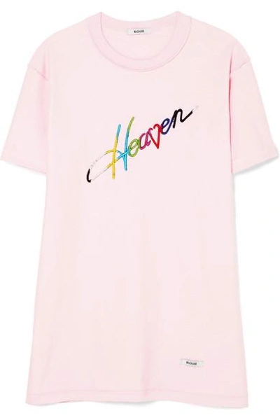 Shop Blouse Heaven Embroidered Cotton-jersey T-shirt In Pink