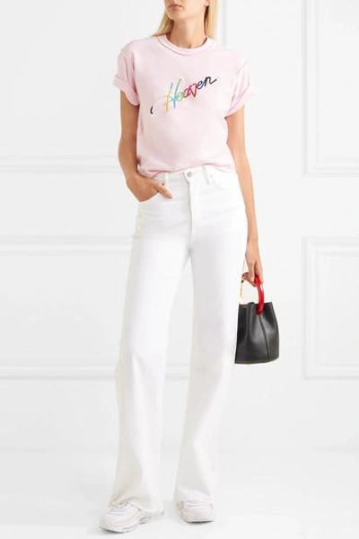 Shop Blouse Heaven Embroidered Cotton-jersey T-shirt In Pink
