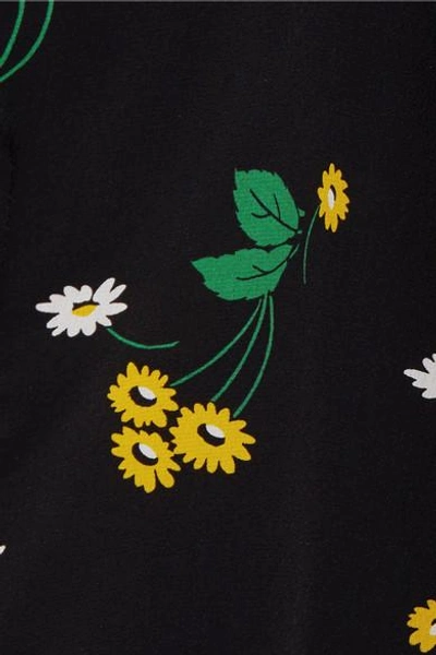 Shop Rixo London Jenny Ruffled Floral-print Silk-crepe Top In Black
