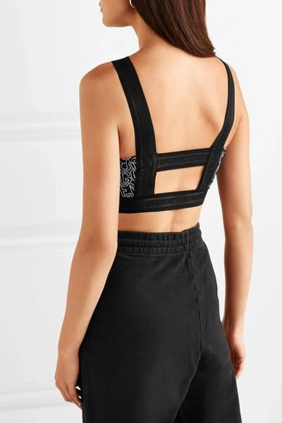 Shop Opening Ceremony Torch Cropped Printed Stretch-jersey Top In Black