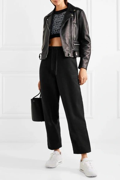 Shop Opening Ceremony Torch Cropped Printed Stretch-jersey Top In Black