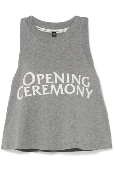 Shop Opening Ceremony Torch Cropped Printed Cotton-jersey Tank In Gray