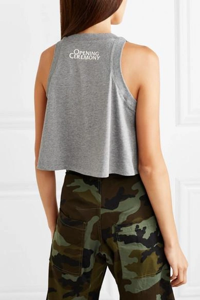 Shop Opening Ceremony Torch Cropped Printed Cotton-jersey Tank In Gray