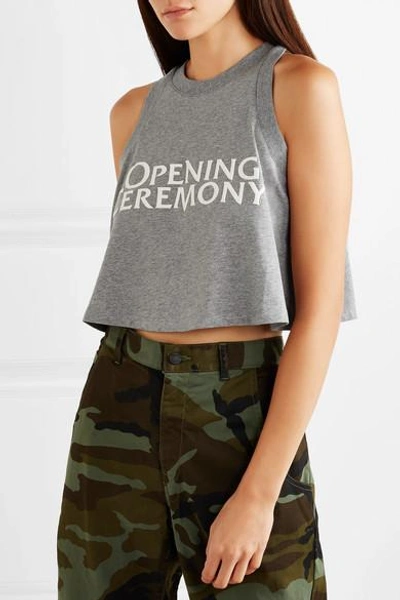 Shop Opening Ceremony Torch Cropped Printed Cotton-jersey Tank In Gray