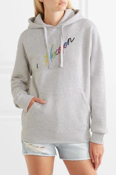 Shop Blouse Heaven Embroidered Cotton-jersey Hoodie In Gray