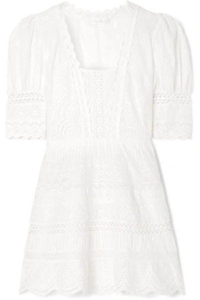 Shop Loveshackfancy Kristen Broderie Anglaise Cotton Mini Dress In Ivory