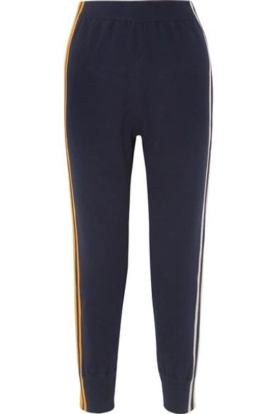 Shop Sjyp Striped Knitted Track Pants In Navy