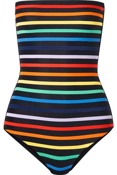 Shop Tm Rio Paraty Striped Bandeau Swimsuit In Black