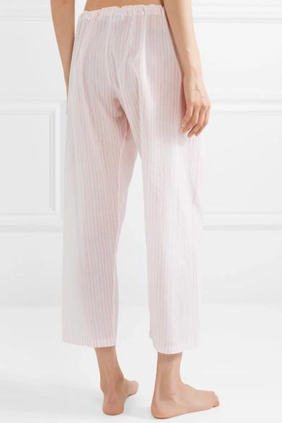 Shop Pour Les Femmes Striped Cotton-voile Pajama Pants In White