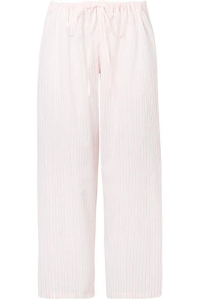 Shop Pour Les Femmes Striped Cotton-voile Pajama Pants In White