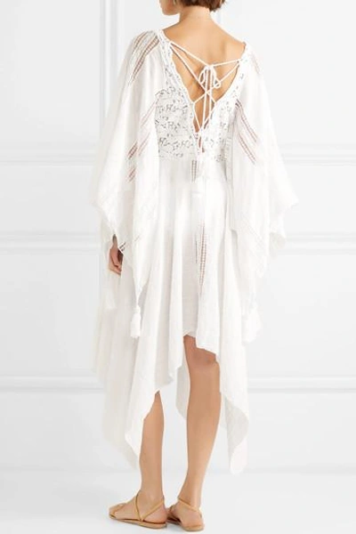 Shop Anjuna Nerea Lace-paneled Swiss-dot Cotton-blend Dress In White