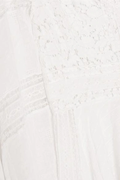 Shop Anjuna Nerea Lace-paneled Swiss-dot Cotton-blend Dress In White