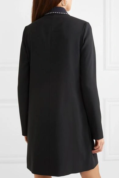 Shop Victoria Victoria Beckham Crystal-embellished Crepe Mini Dress In Black