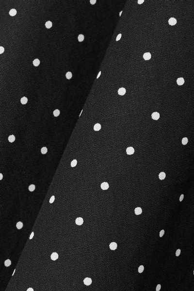 Shop Michael Kors Pleated Polka-dot Cotton-blend Poplin Dress In Black