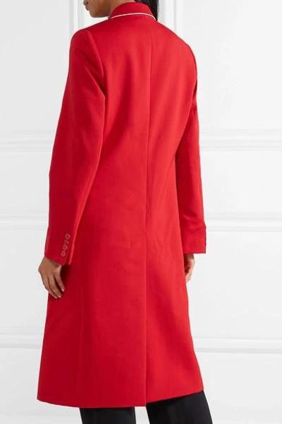 Shop Stella Mccartney Silk-trimmed Wool-twill Coat In Red