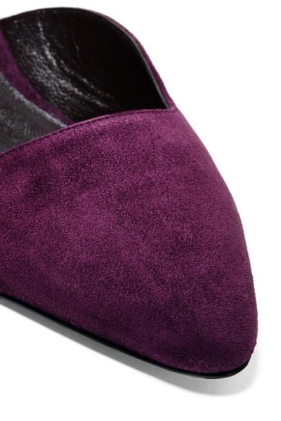 Shop The Row Coco Suede And Satin Mules In Plum