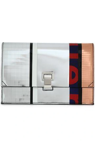Shop Proenza Schouler Paneled Mirrored Leather Clutch In Silver