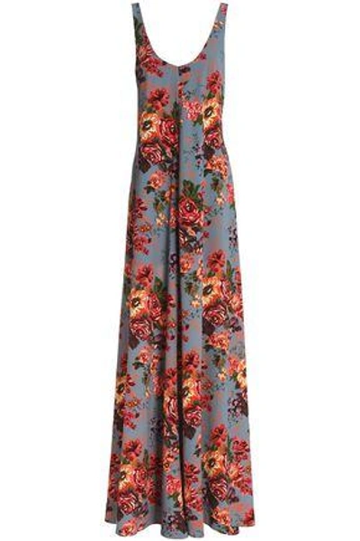 Shop Emilia Wickstead Woman Floral-print Georgette Maxi Dress Light Blue