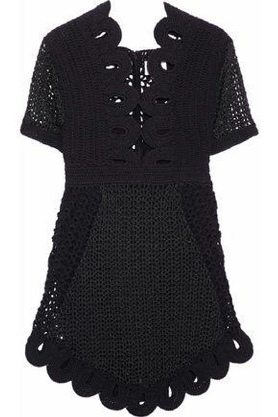 Shop Alice Mccall Woman Everybody Knows Cutout Metallic Crocheted Mini Dress Black