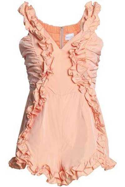 Shop Alice Mccall Stuck On You Ruffled Shell Playsuit In Peach