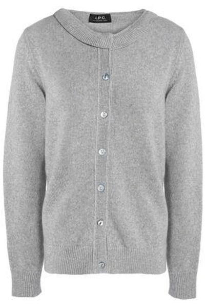 Shop Apc Woman Merino Wool, Cashmere And Mohair-blend Cardigan Gray