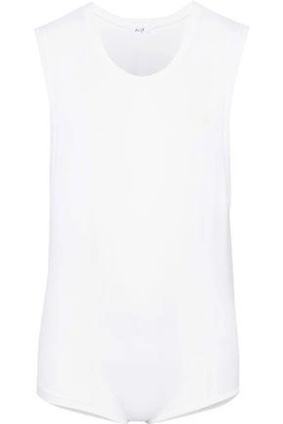 Shop Alix Woman Thompson Mélange Stretch-modal Jersey Bodysuit White