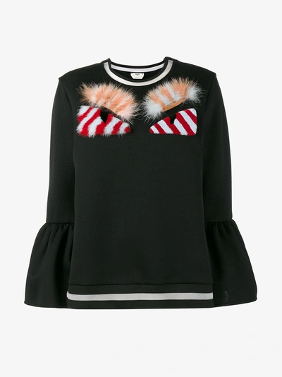 Shop Fendi Monster Furry Applique Sweatshirt In Black