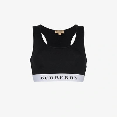Shop Burberry Logo Stretch Jersey Bra Top In Black