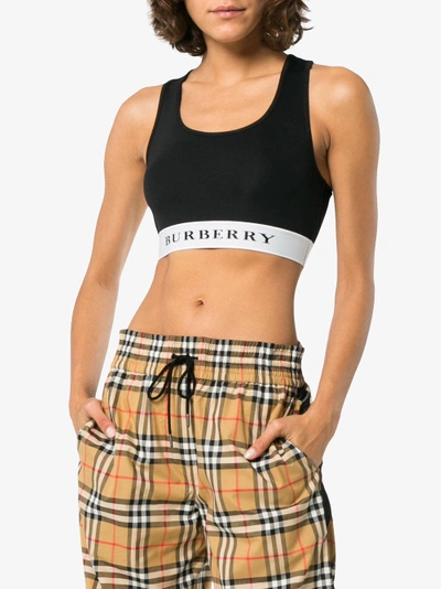 Shop Burberry Logo Stretch Jersey Bra Top In Black