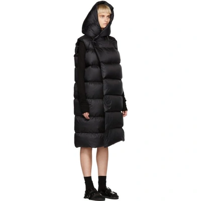 Shop Rick Owens Black Down Hooded Vest