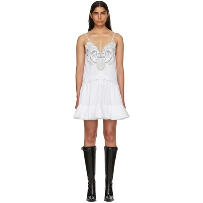 Shop Chloé Chloe White Embroidered Detailing Tank Dress In 101 White