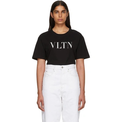 Shop Valentino Black Vltn T-shirt In 0no Bl/wh