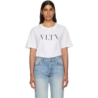 Shop Valentino White Vltn T-shirt In A01 Wh/bl