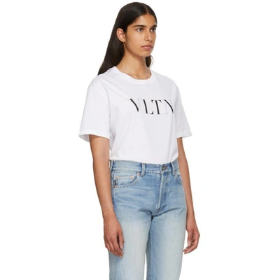 Shop Valentino White Vltn T-shirt In A01 Wh/bl