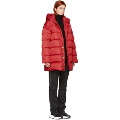 Shop Msgm Red Oversized Down Jacket In 18 Red
