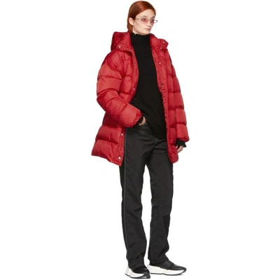 Shop Msgm Red Oversized Down Jacket In 18 Red