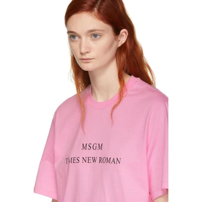 Shop Msgm Pink Times New Roman T-shirt In 12 Pink
