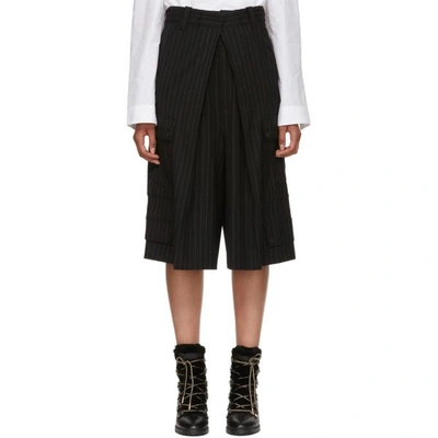 Shop Jw Anderson Black Pinstripe Wide-leg Trousers