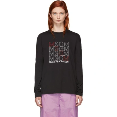 Shop Msgm Black Times New Roman Long Sleeve T-shirt In 99 Black