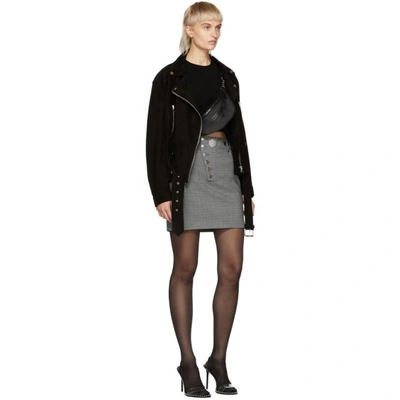 Shop Alexander Wang Grey Houndstooth Multi-snap Miniskirt In 005 Grey