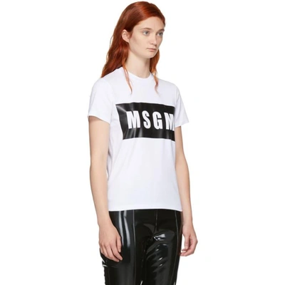 Shop Msgm White Box Logo T-shirt In 01 White