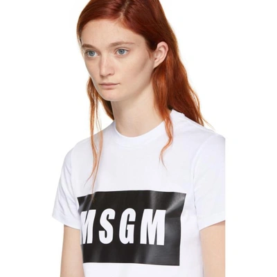 Shop Msgm White Box Logo T-shirt In 01 White