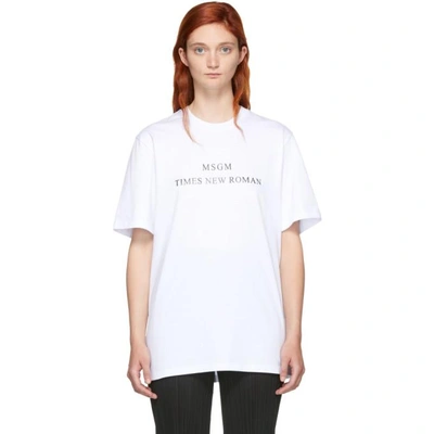 Shop Msgm White Times New Roman T-shirt In 01 White