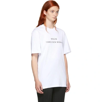 Shop Msgm White Times New Roman T-shirt In 01 White