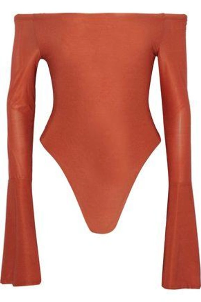 Shop Alix Woman Off-the-shoulder Stretch-jersey Bodysuit Orange