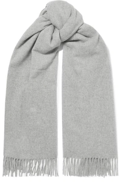 Shop Acne Studios Canada Fringed Wool Scarf In Gray